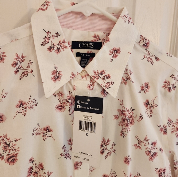 Chaps Women Dress Blouse White Pink Flowers S/P/CH - Picture 2 of 8